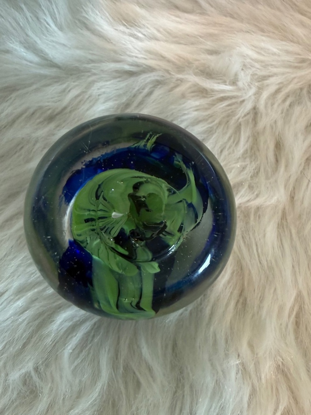 Clear Blue & Green Swirl Paperweight - Picture 4 of 4